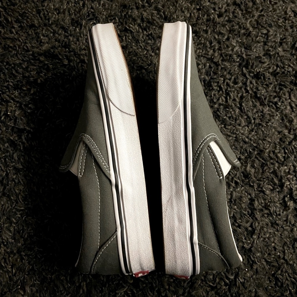 grey charcoal slip on vans
